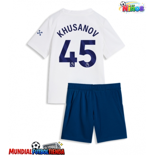 Camiseta Manchester City Abdukodir Khusanov #45 Tercera Equipación Replica 2026-27 para niños mangas cortas (+ Pantalones cortos)